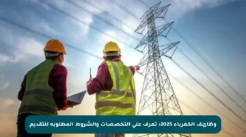 وظائف الكهرباء 2025: تعرف على التخصصات والشروط المطلوبة للتقديم